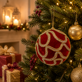 EDG Enzo De Gasperi Addobbo Natale Palla Decogemme D 12 Cm Red Gold 1 Pz