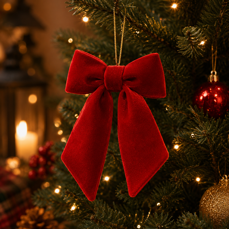 EDG Enzo De Gasperi Fiocco Natale Velluto H 25 Cm L 21 Cm Red