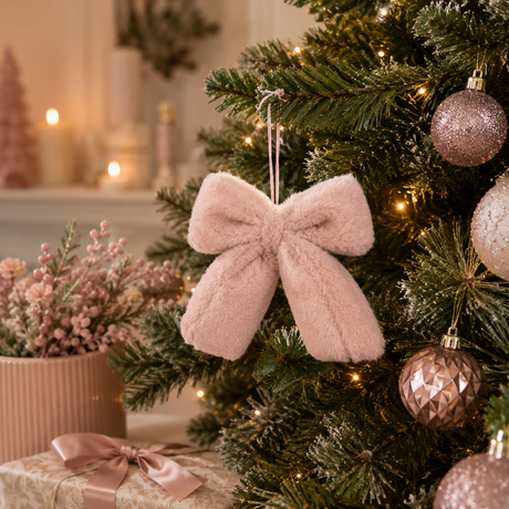 EDG Enzo De Gasperi Decorazione Fiocco di Natale Peluche 16 x 22 Cm Rosa Chiaro