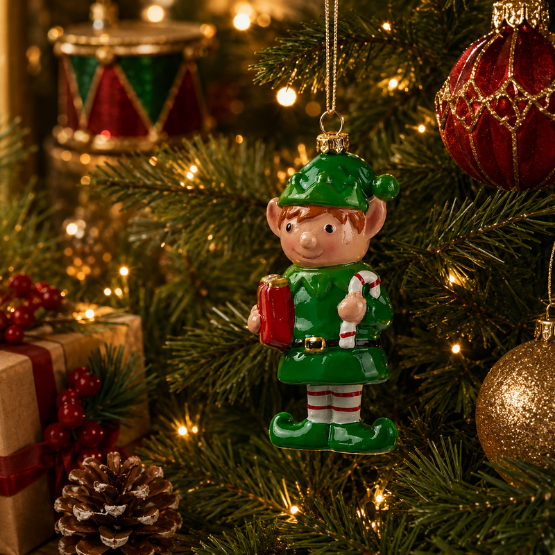 EDG Enzo De Gasperi Addobbo Natale Elfo  H 12,5 Cm L 4 Cm L 6 Cm Cm Verde Mix
