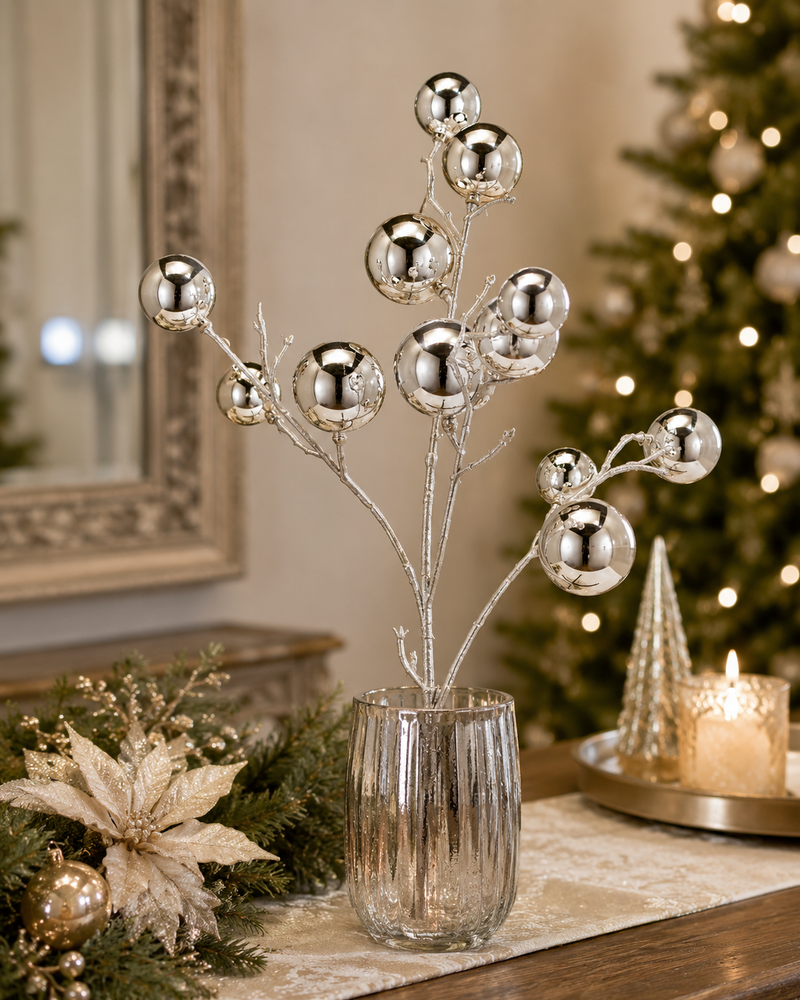 EDG Enzo De Gasperi Decoro Natale PalleMix Ramo X 12 H 53 Cm Light Gold
