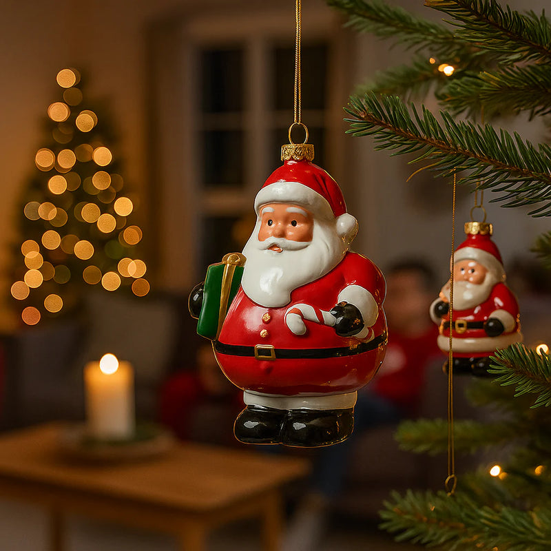 EDG Enzo De Gasperi Addobbo Natale Babbo H 12 Cm L 9 Cm L 7,5 Cm Bianco Rosso