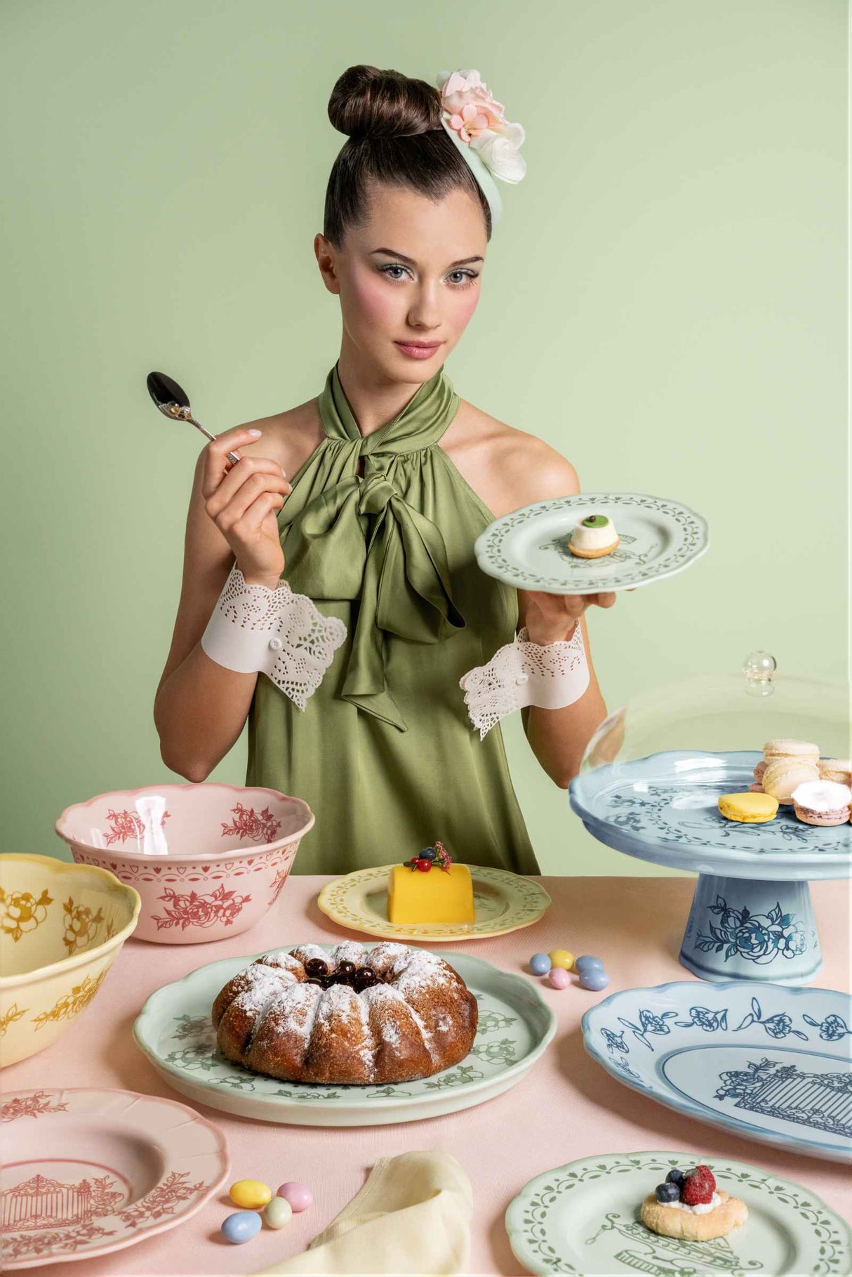 guzzini guzzini vassoio tondo piccolo melamina josephine d 315 cm table decor verde polvere ean 8008392399056