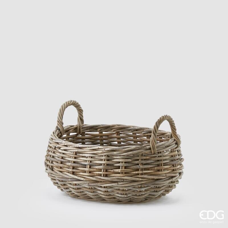 EDG Enzo De Gasperi Cesto Ovale in Rattan con 2 Manici 46x36xH20 cm – Decorazione di Natale