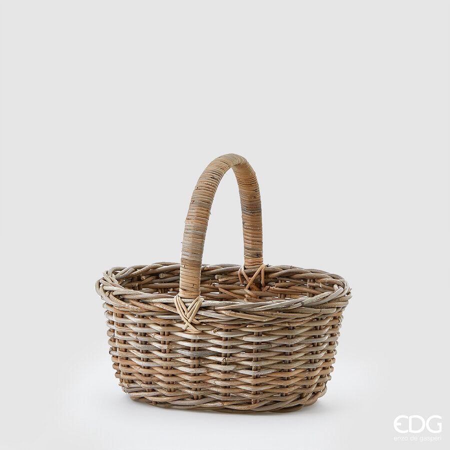 edg enzo de gasperi cesto ovale in rattan con manico h 20 cm l 46 cm l 36 cm natural ean 8056372839245