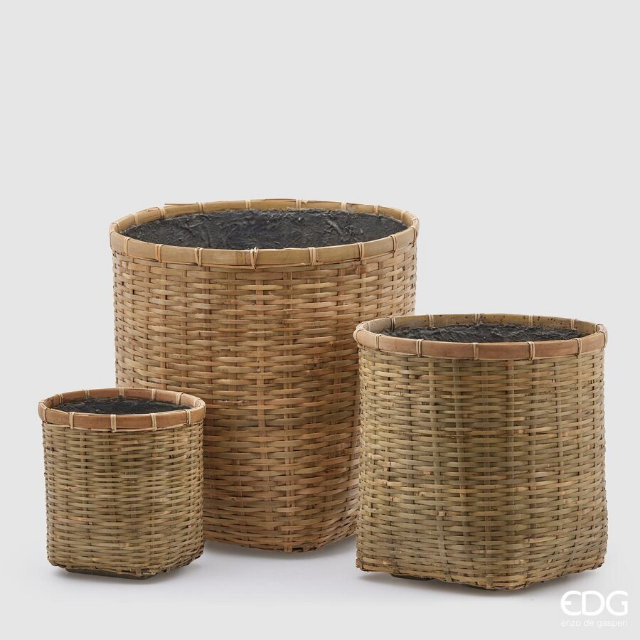 edg enzo de gasperi set 3 pz cesto bamboo mekong resinato h 40 cm h 30 cm h 20 cm natural ean 8059824295880