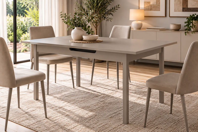 DI.MO Carlton Tavolo Allungabile Tortora 150-190 x 80 x 76 cm – Tavolo da Pranzo Moderno