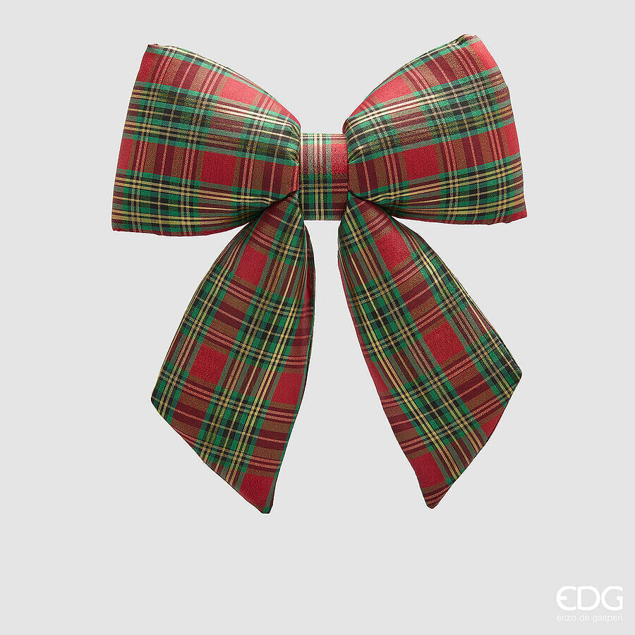 EDG Enzo De Gasperi Fiocco Natalizio Tartan H28x36 cm Verde Rosso – Addobbo di Natale