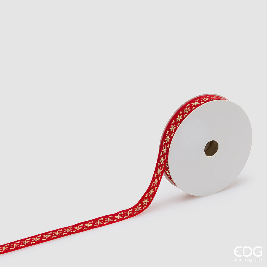 EDG Enzo De Gasperi Nastro Fiocco di Neve Red Gold 1,8 cm x 10 m – Decorazione di Natale