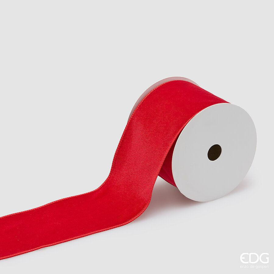 Nastro Velluto EDG Rosso 8,9 cm x 10 m natale EDG Enzo De Gasperi Nastro in Velluto Rosso 8,9 cm x 10 m – Decorazione di Natale
