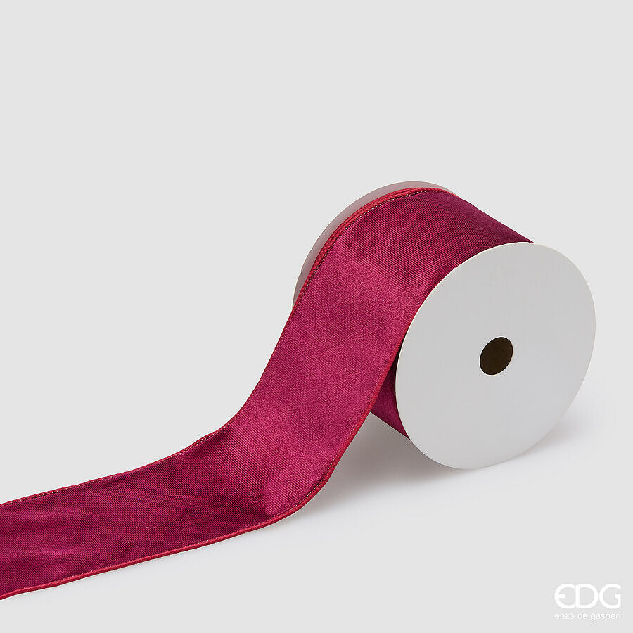 EDG Enzo De Gasperi Nastro in Velluto Burgundy 8,9 cm x 10 m – Decorazione di Natale