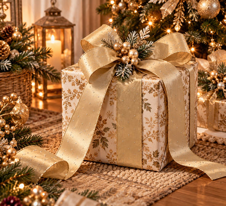 EDG Enzo De Gasperi Nastro Decoglitter Champagne 8,9 cm x 10 m – Decorazione di Natale