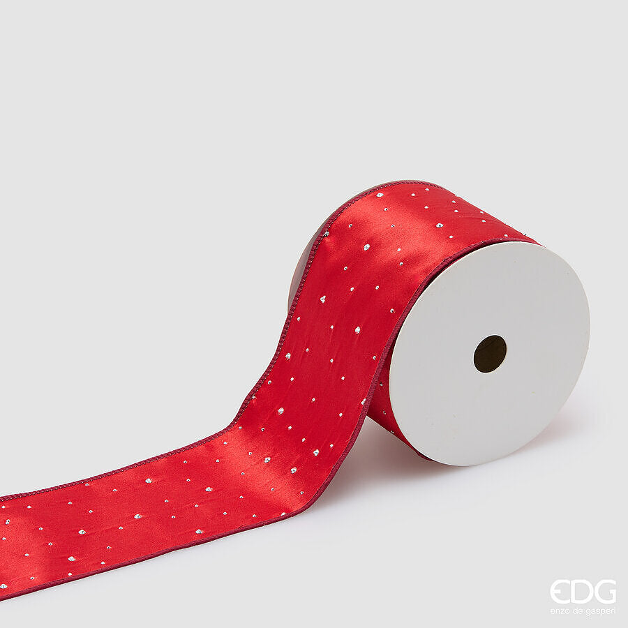 EDG Enzo De Gasperi Nastro Decoglitter Red 8,9 cm x 10 m – Decorazione di Natale