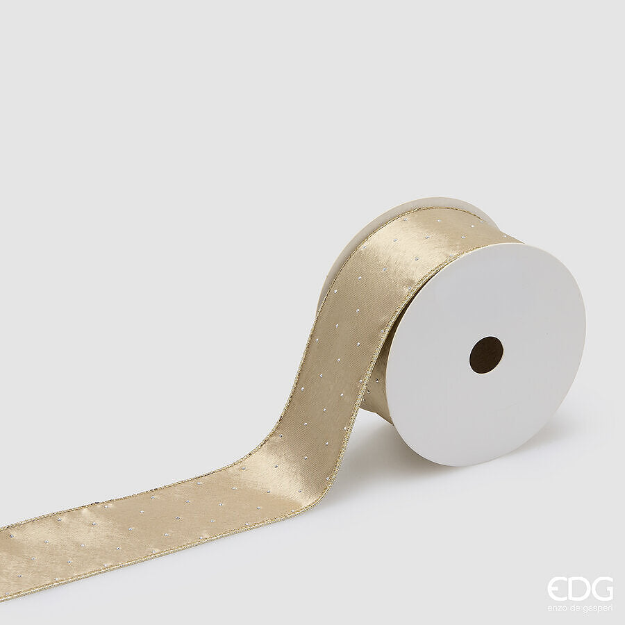 EDG Enzo De Gasperi Nastro Decoglitter Champagne 6,3 cm x 10 m – Decorazione di Natale