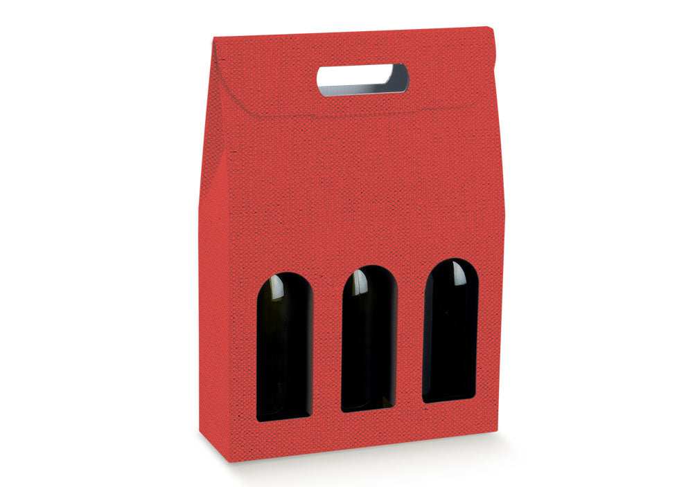 Scotton Scatola 3 Bottiglie 270 x 90 x 385 Mm Lino Rosso 5 Pz