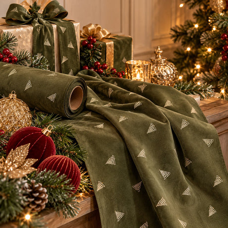 EDG Enzo De Gasperi Tessuto Decorativo Pino Olive Rotolo 35x200 cm – Decorazione di Natale