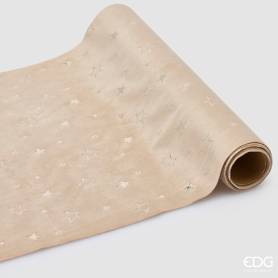 EDG Enzo De Gasperi Tessuto Decorativo Stelle Sand Rotolo 35x200 cm – Decorazione di Natale