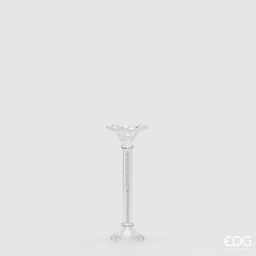 EDG Enzo De Gasperi Portacandela Crystal Fiore H 30 Cm D 9 Cm Natural Trasparente