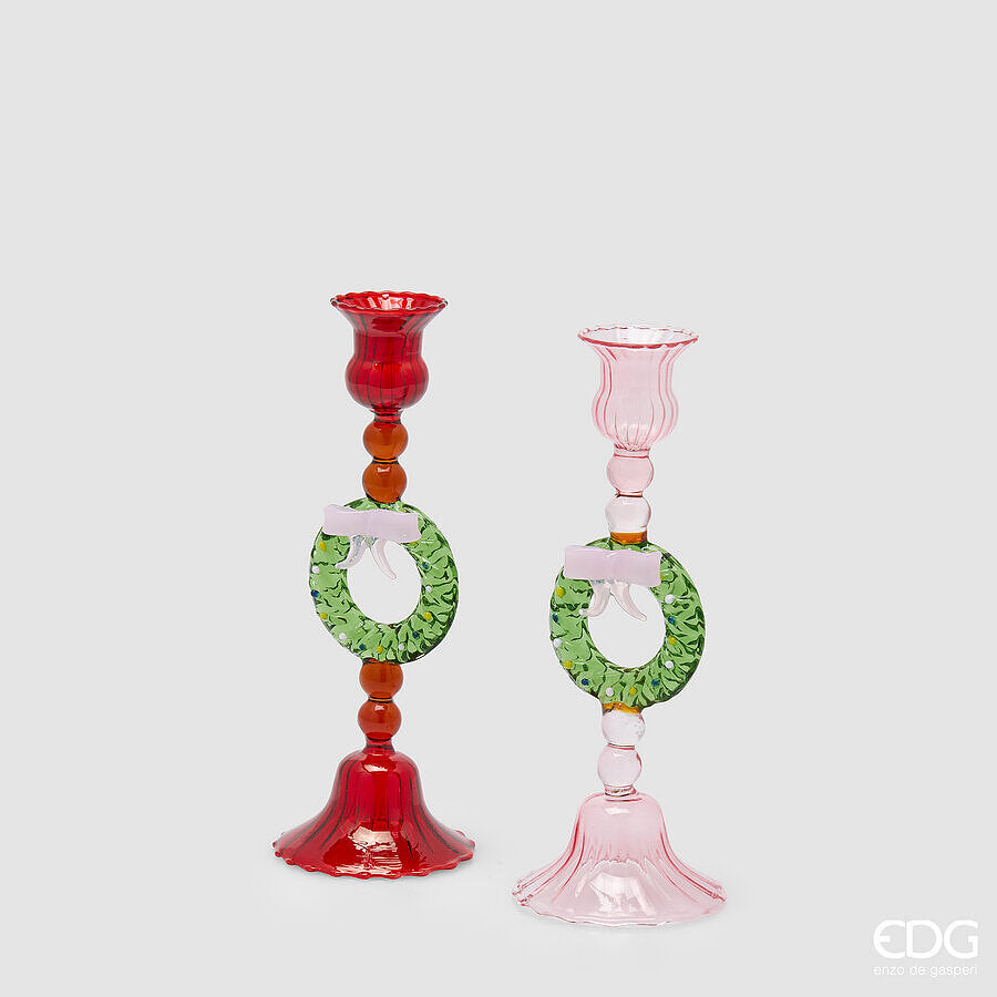 EDG Enzo De Gasperi Portacandela ad Anello Green Mix H8 Ø7 cm Ass. 1 pz – Decorazione di Natale