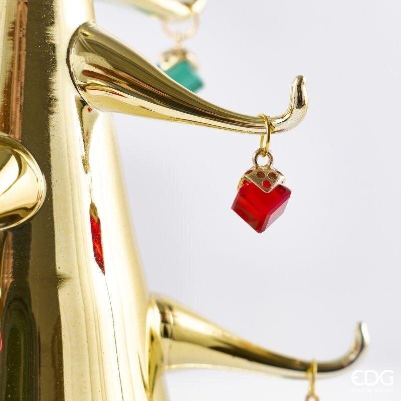 EDG Enzo De Gasperi Portacandela Pino con Gemme Gold H28 cm – Decorazione di Natale