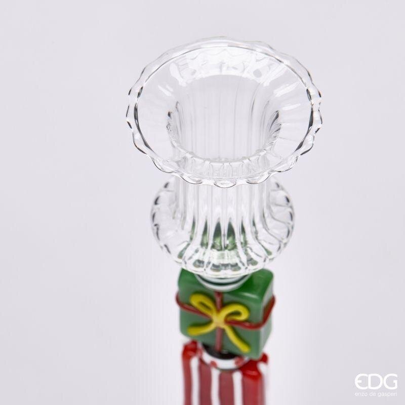 EDG Enzo De Gasperi Portacandela Pacchi Green Red H22 Ø7,5 cm – Decorazione di Natale
