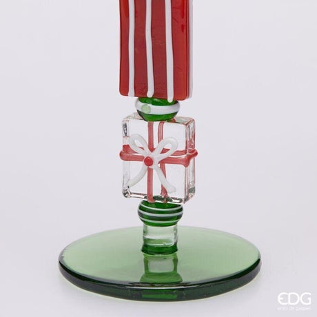 EDG Enzo De Gasperi Portacandela Pacchi Green Red H22 Ø7,5 cm – Decorazione di Natale