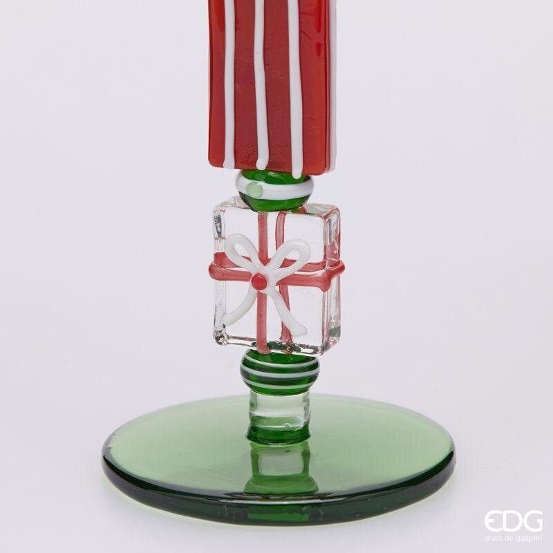 EDG Enzo De Gasperi Portacandela Pacchi Green Red H22 Ø7,5 cm – Decorazione di Natale