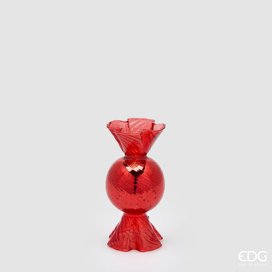 EDG Enzo De Gasperi Portacandela Caramella Rosso H16 Ø8 cm – Decorazione di Natale