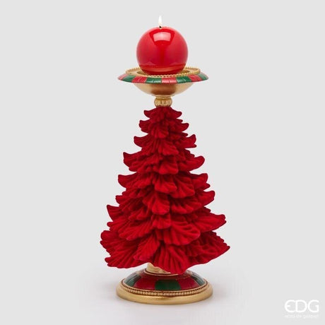 EDG Enzo De Gasperi Portacandela Pino Natalizio H36 cm Verde Rosso – Decorazione di Natale