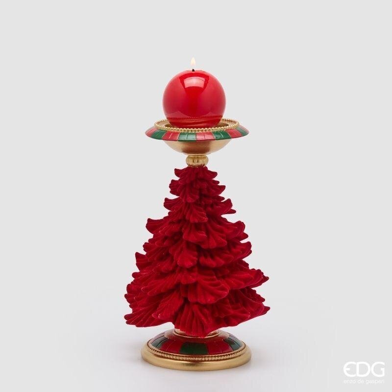EDG Enzo De Gasperi Portacandela Pino Verde e Rosso H31 Ø19 cm – Decorazione di Natale