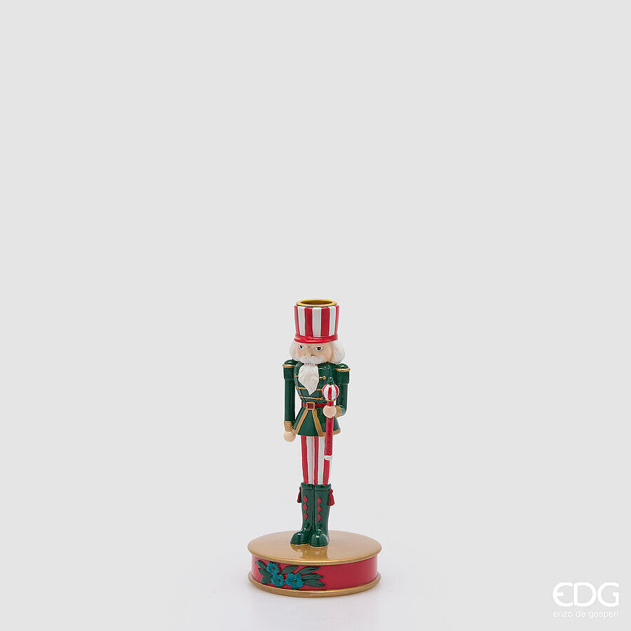 EDG Enzo De Gasperi Portacandela Soldatino Green Red H20 Ø10 cm – Decorazione di Natale