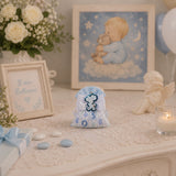 Creazioni per Enzo Sacchetto Bomboniera Baby Letterina Celeste 11x9 cm Portaconfetti Cf 10 pz