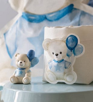 Teddy Bear with Blue Balloons H 70 cm