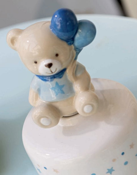 Teddy Bear Music Box with Blue Balloons H 125 cm with Box