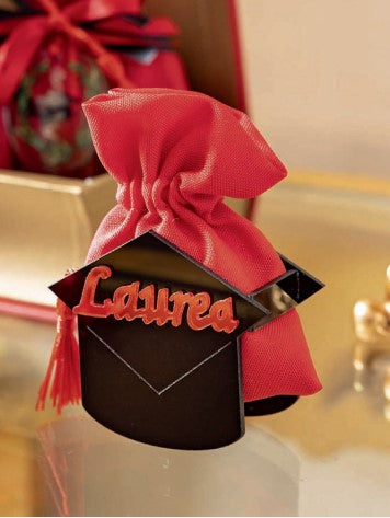 Graduation Cap with Bag 70 x 90 Mm Red 12 Pcs