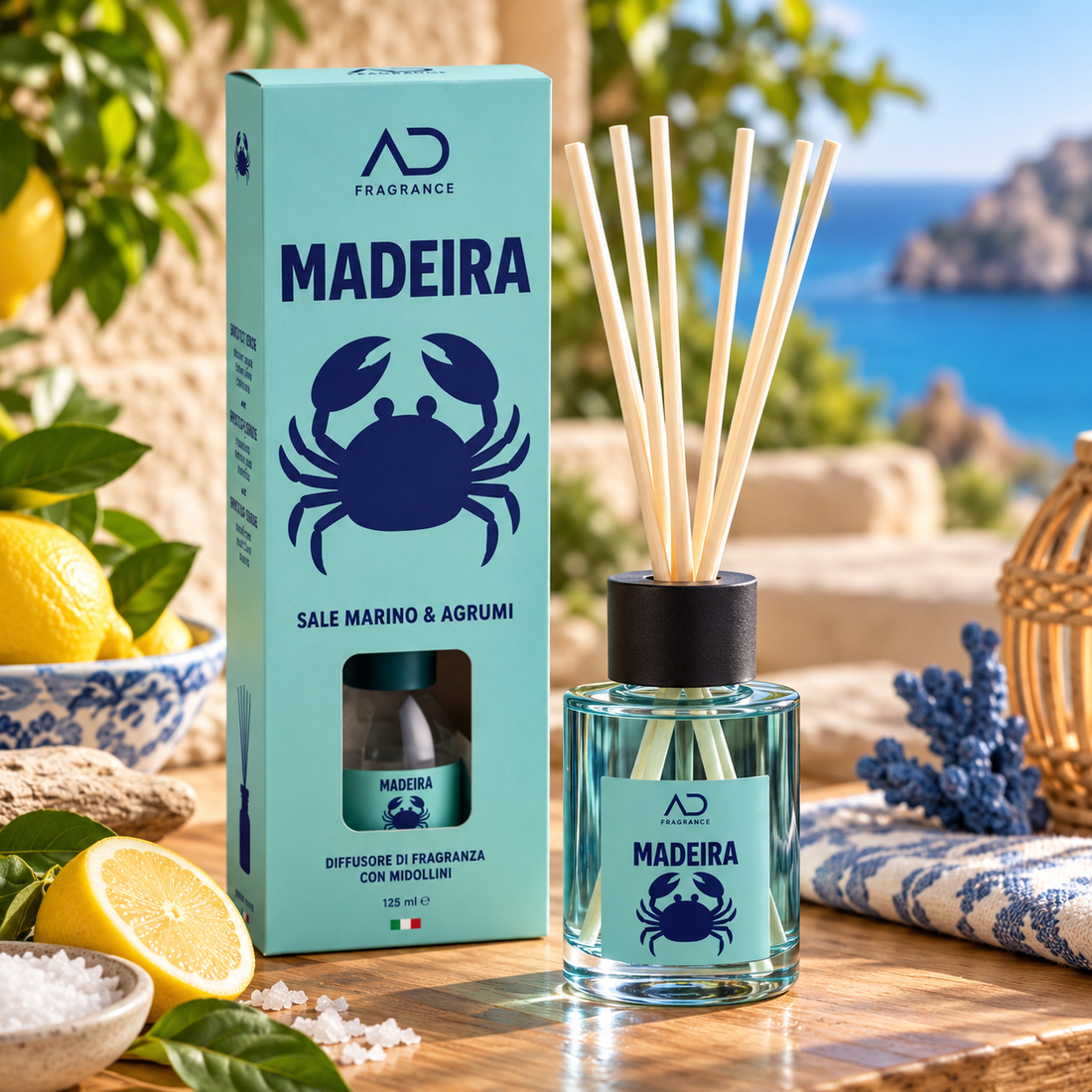 Ad Trend Diffusore di Fragranza Madeira con Midollini 125 ml – Profumatore per Ambienti e Arredo Casa