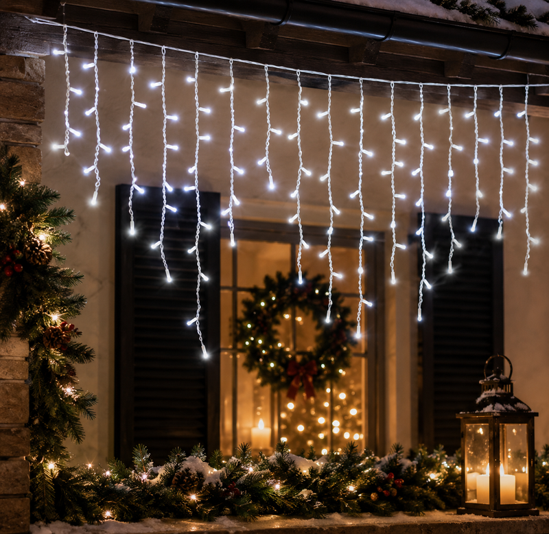EDG Enzo De Gasperi Cascata Led Prolungabile Ghiaccioli 228 Maxiled H 90 Cm L 300 Cm Ivory