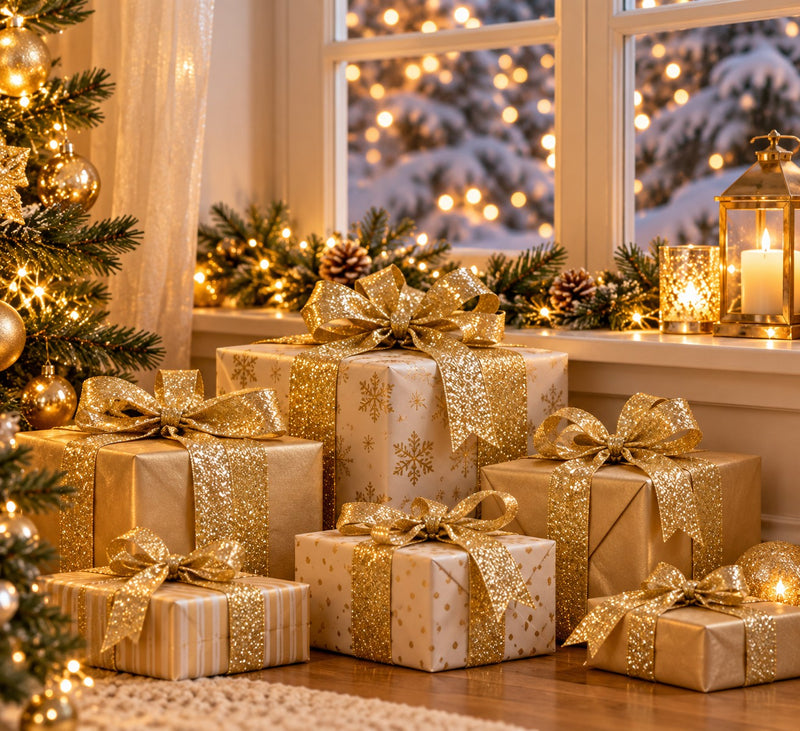 Piovaccari Nastro Desirée Gold Oro 63 mm x 10 m – Nastro Decorativo Natalizio per Albero di Natale, Fiocchi e Confezioni Regalo