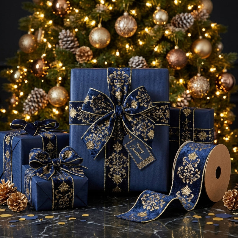 Piovaccari Nastro Lilibeth Blu 100 mm x 10 m – Nastro Decorativo Natalizio per Albero di Natale, Fiocchi e Confezioni Regalo