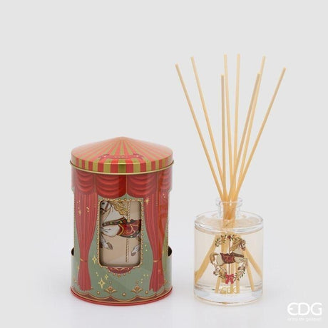 EDG Enzo De Gasperi Profumatore Bottiglia Scrigno 300 ml con Carillon Natalizio H12 Ø10 cm Cannella – Profumatore Ambiente