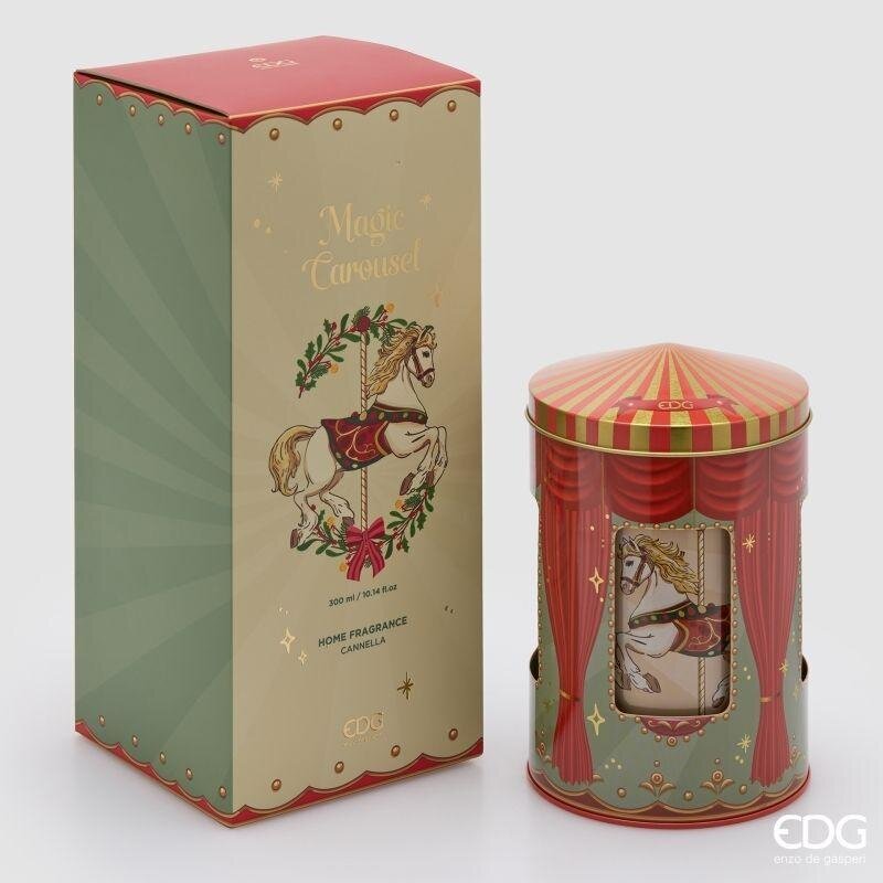 EDG Enzo De Gasperi Profumatore Bottiglia Scrigno 300 ml con Carillon Natalizio H12 Ø10 cm Cannella – Profumatore Ambiente