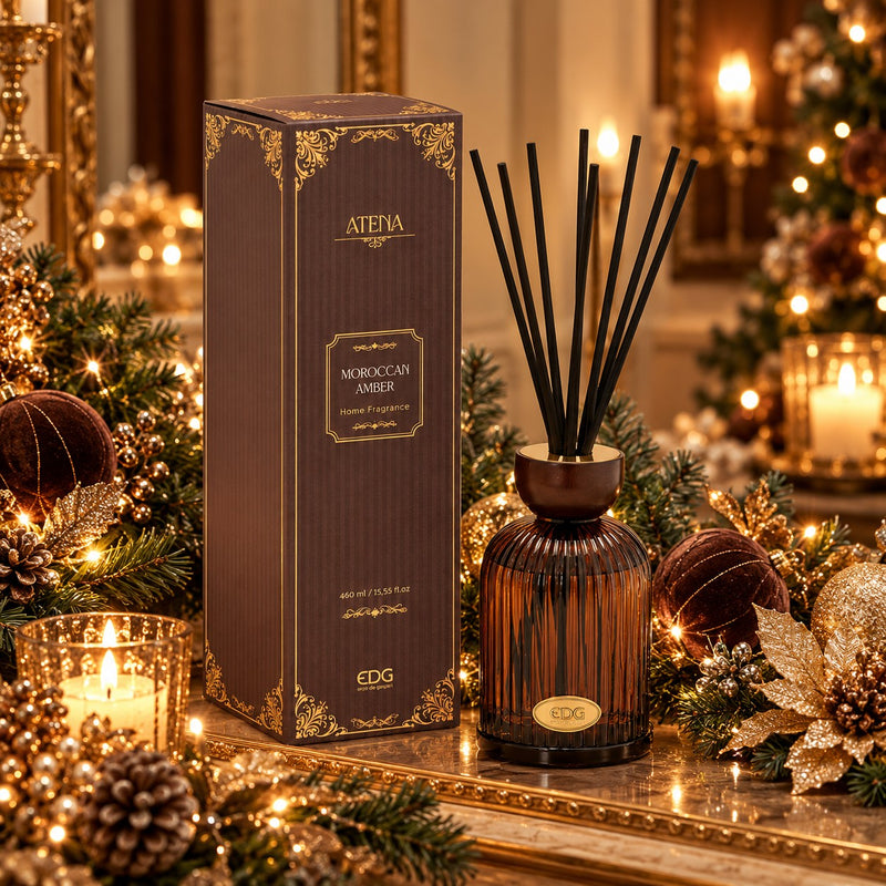 EDG Enzo De Gasperi Profumatore Bottiglia Atena Moroccan Amber 460 ml H16 Ø9 cm – Profumo per Ambiente