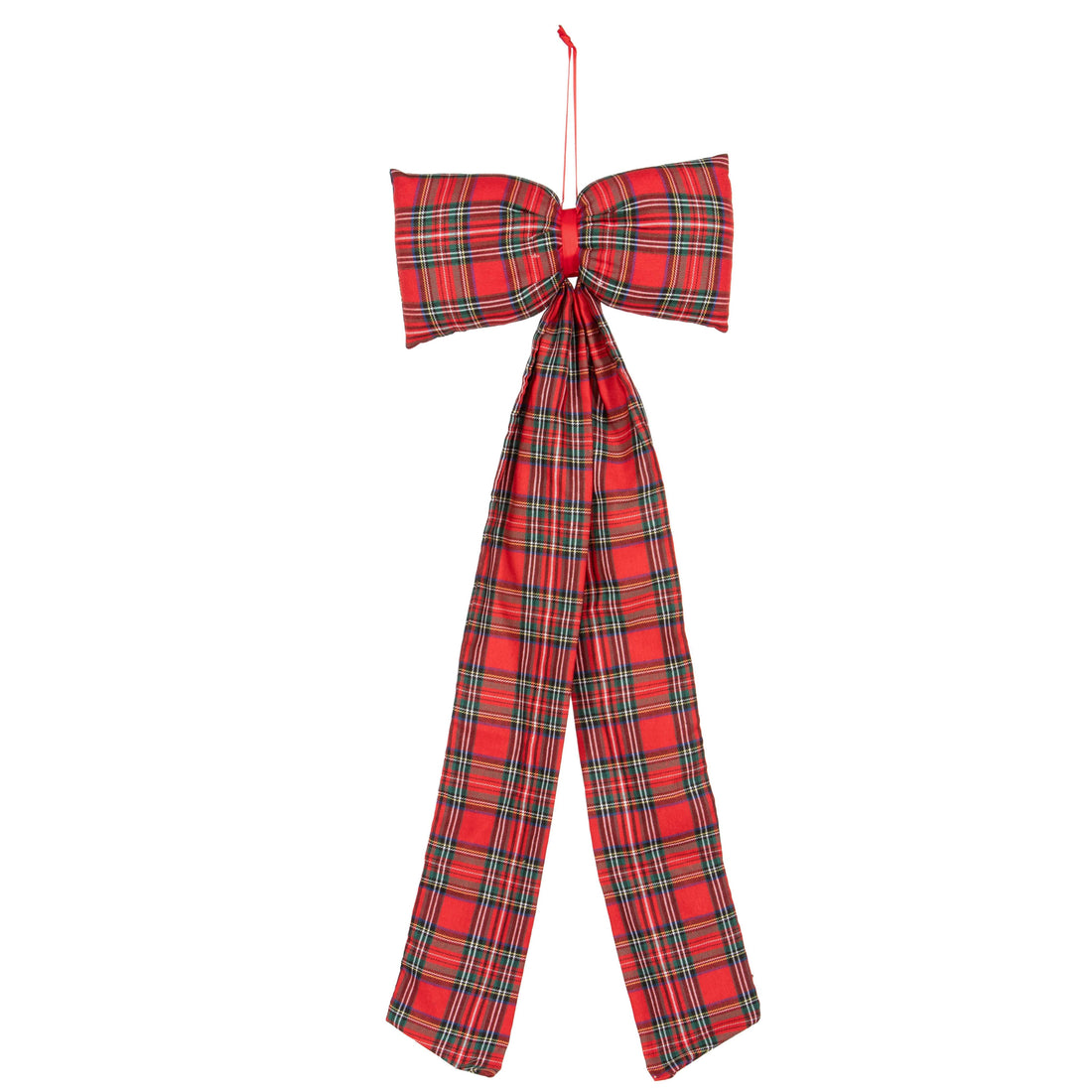 Piovaccari Scottish Bow Fiocco Natalizio Scozzese Rosso 30xH80 cm – Fiocco Decorativo per Albero di Natale, Porte, Ghirlande e Addobbi Natalizi