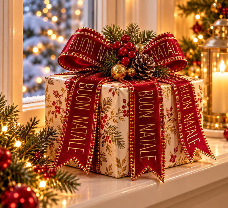 Piovaccari Nastro Buon Natale Red Dahlia Rosso 40 mm x 15 m – Nastro Decorativo Natalizio con Scritta Buon Natale per Albero, Fiocchi, Pacchi Regalo e Addobbi Natalizi