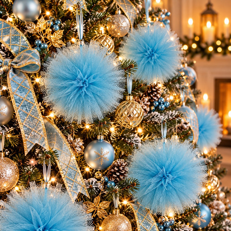 Piovaccari Pon Pon Azzurro Ø25 cm – Decorazione Natalizia per Albero di Natale, Addobbi, Feste e Allestimenti Decorativi