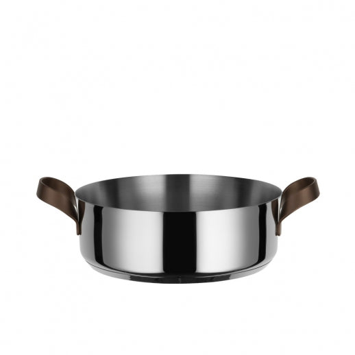 Alessi EDO Casseruola Bassa D 24 Cm a Due Manici in Acciaio Inox e PVD Marrone