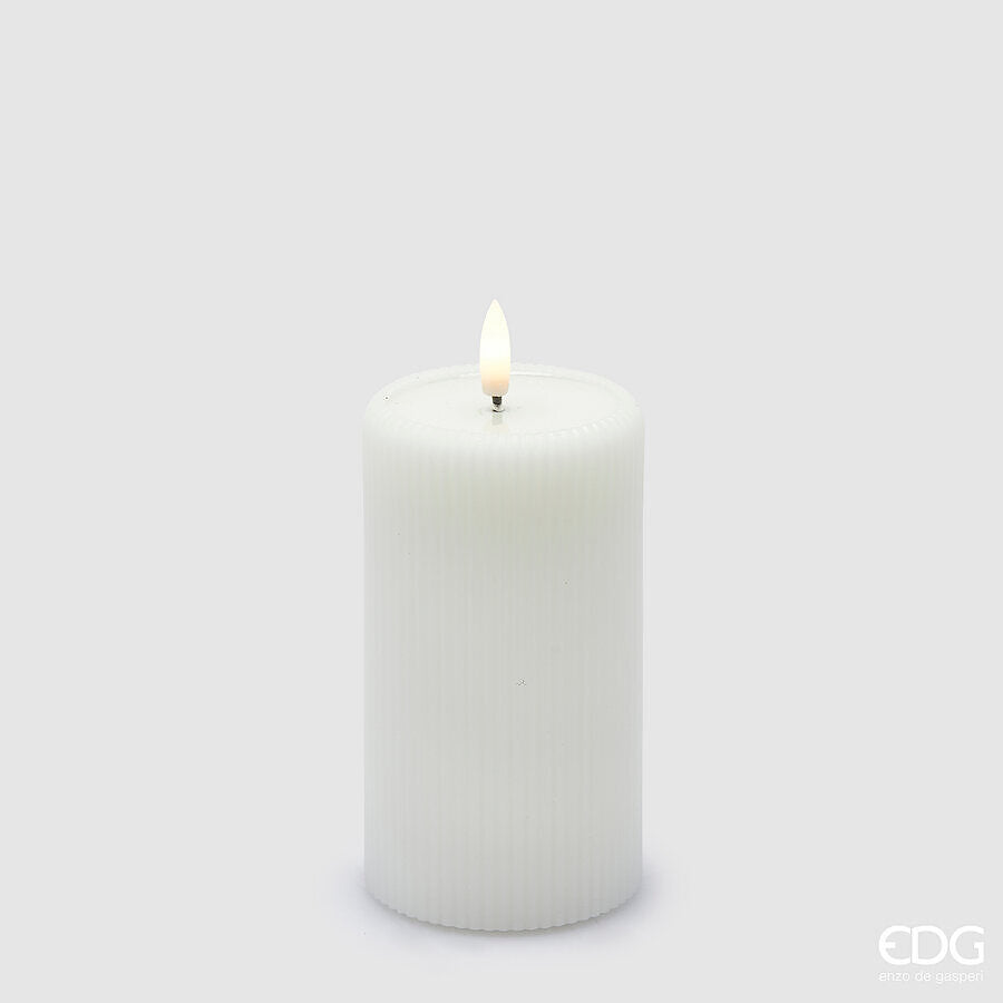 EDG Enzo De Gasperi Candela Led Lounge Moccolo H 13 Cm D 7,5 Cm Bianco