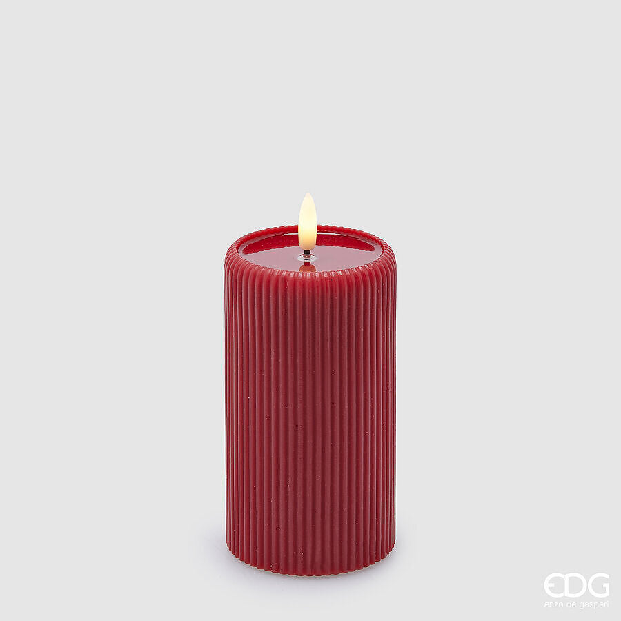 Candela Led Lounge Moccolo H 13 Cm D 7,5 Cm Rosso