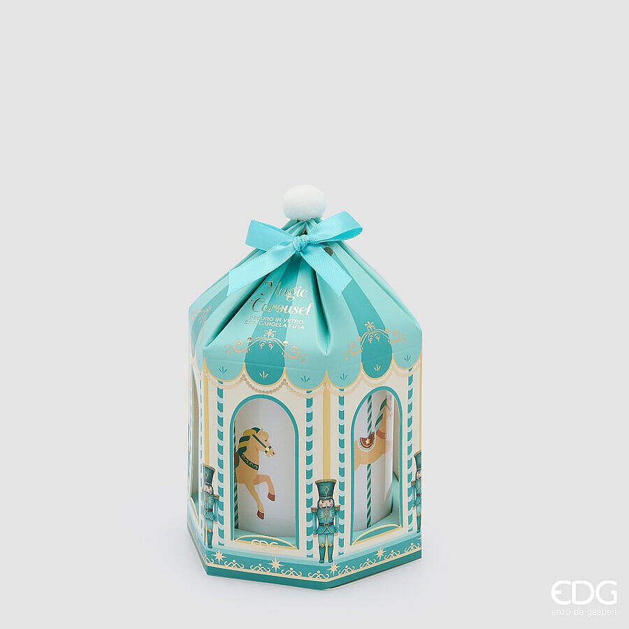 EDG Enzo De Gasperi Candela Profumata Giostra Carosello White Musk H9 Ø8 cm – Decorazione di Natale