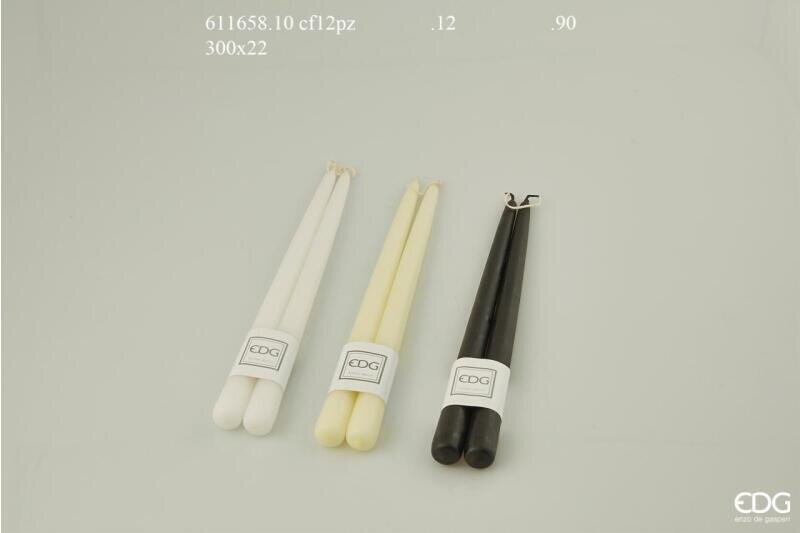 EDG Enzo De Gasperi Set 2 Candele a Stelo Bianche 30x2,2 cm – Candela Decorativa